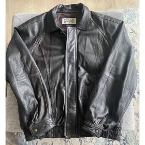 Vintage 90s Pelle Studio Wilsons Black Leather Bomber Jacket Men's XL